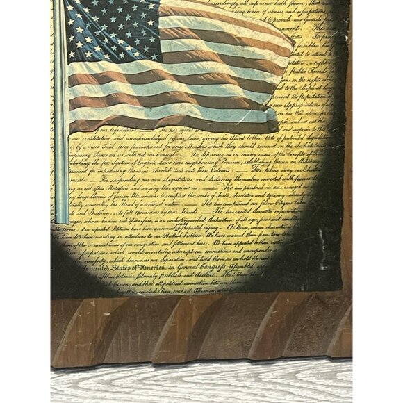 Vintage Declaration of Independence Wooden Plaque Primitive Sign Decoupage USA - Picture 5 of 7